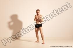 Underwear Martial art Man White Moving poses Slim Short Blond Dynamic poses Academic